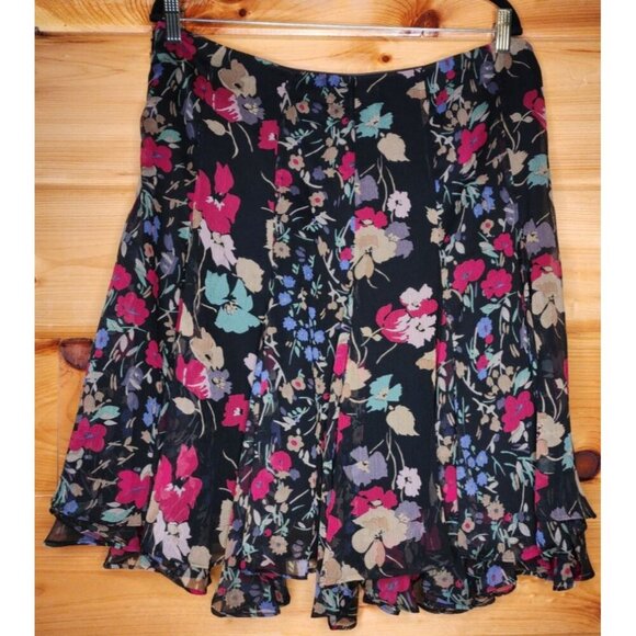 Lauren Ralph Lauren Women's Ruffled Floral Georgette Skirt Multi Size 12 - Picture 13 of 16